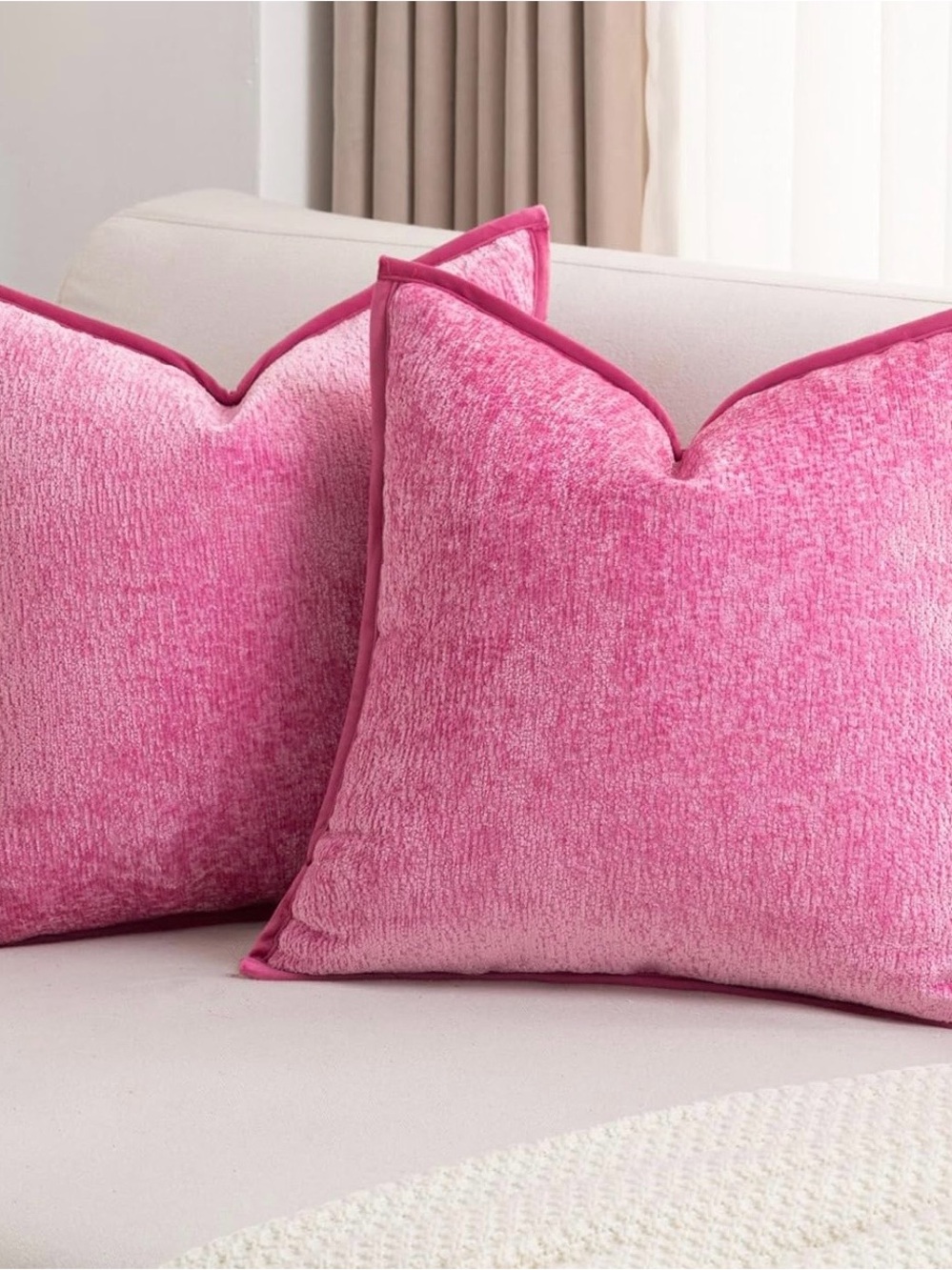 Textured Hot Pink Throw Pillow Covers